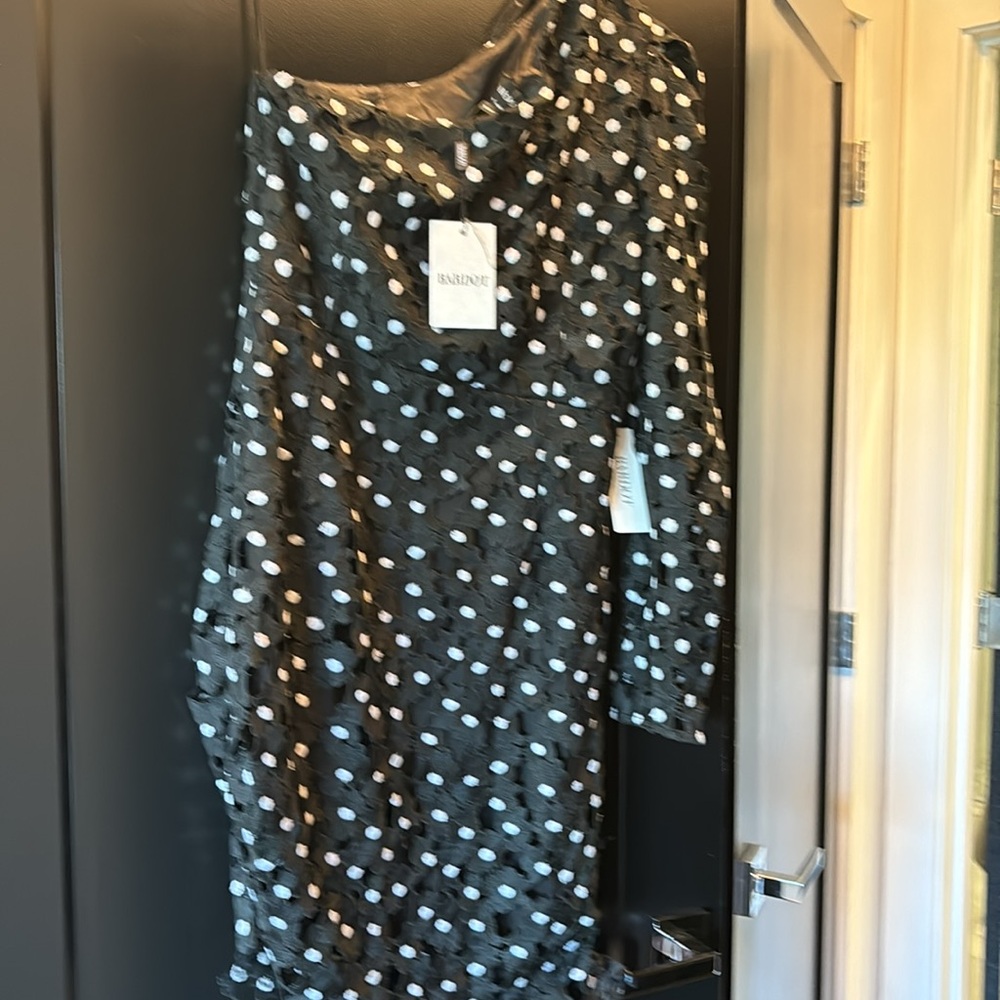 Never worn! Bardot polka dot one sleeve dress. New, with all tags! - Picture 4 of 5